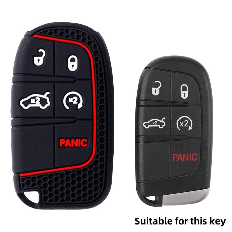 Силиконовый чехол для автомобильного ключа для Dodge Ram Charger Journey Durango Jeep Grand Cherokee Chrysler Keyless Fob Shell Holder чёрный Auto Parts Decorate