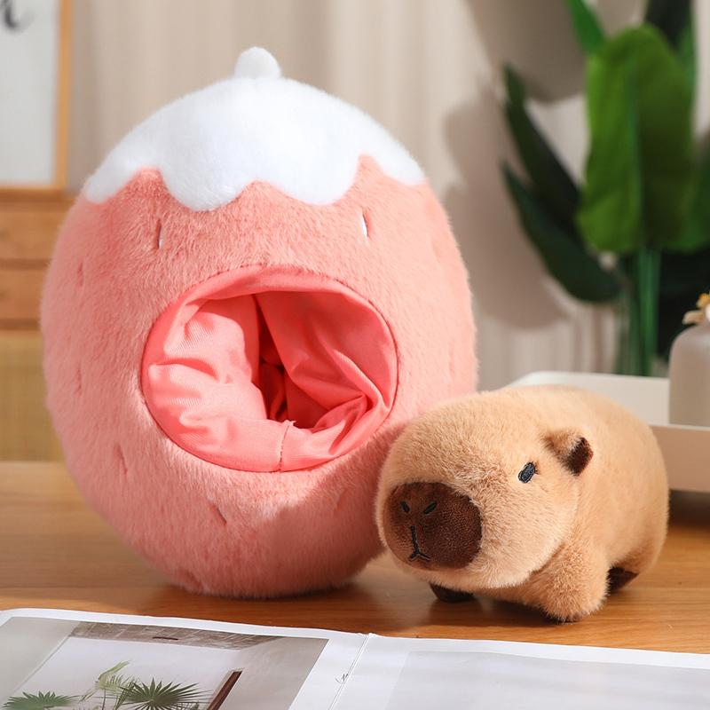 Фруктовая серия Мягкая игрушка-трансформер Капибара Клубника Банан Морковь Куклы Животные В Гнездо Мягкие Подушки Игрушки Подарки about 35cn white Bai Fen Bai Toys