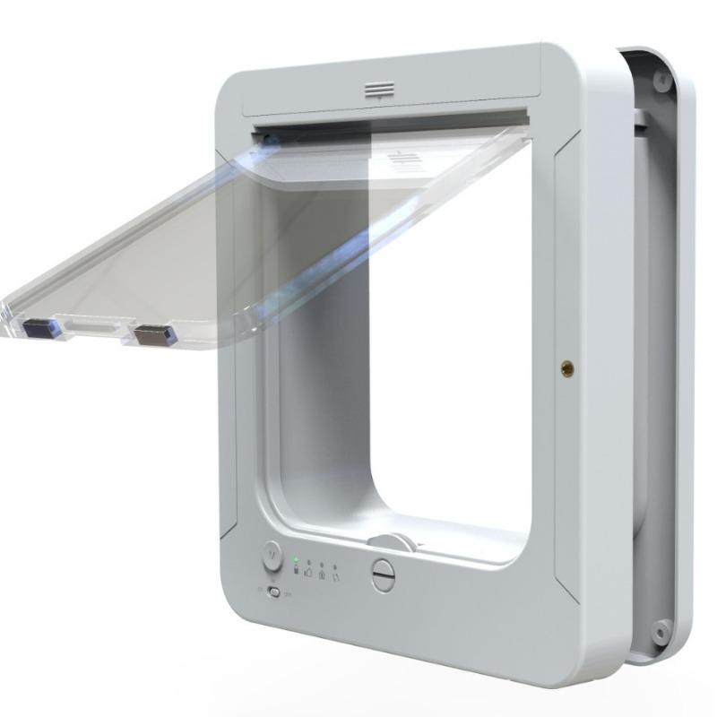 RFID-чувствительная умная дверца-клапан для кошек Контроль направления Вход Выход Кошачья дверь Интеллектуальное распознавание Отверстие для кошек Электронная Автоматическая белый Daily Home Furnishings