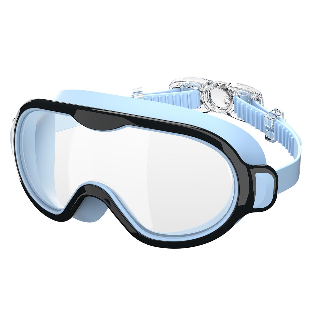 Kids Swimming Goggles Large Frame Wide View Clear Vision Anti-Fog Anti-UV No Leaking Waterproof Quick Adjustable Child Age 6-15 gray WEN-july