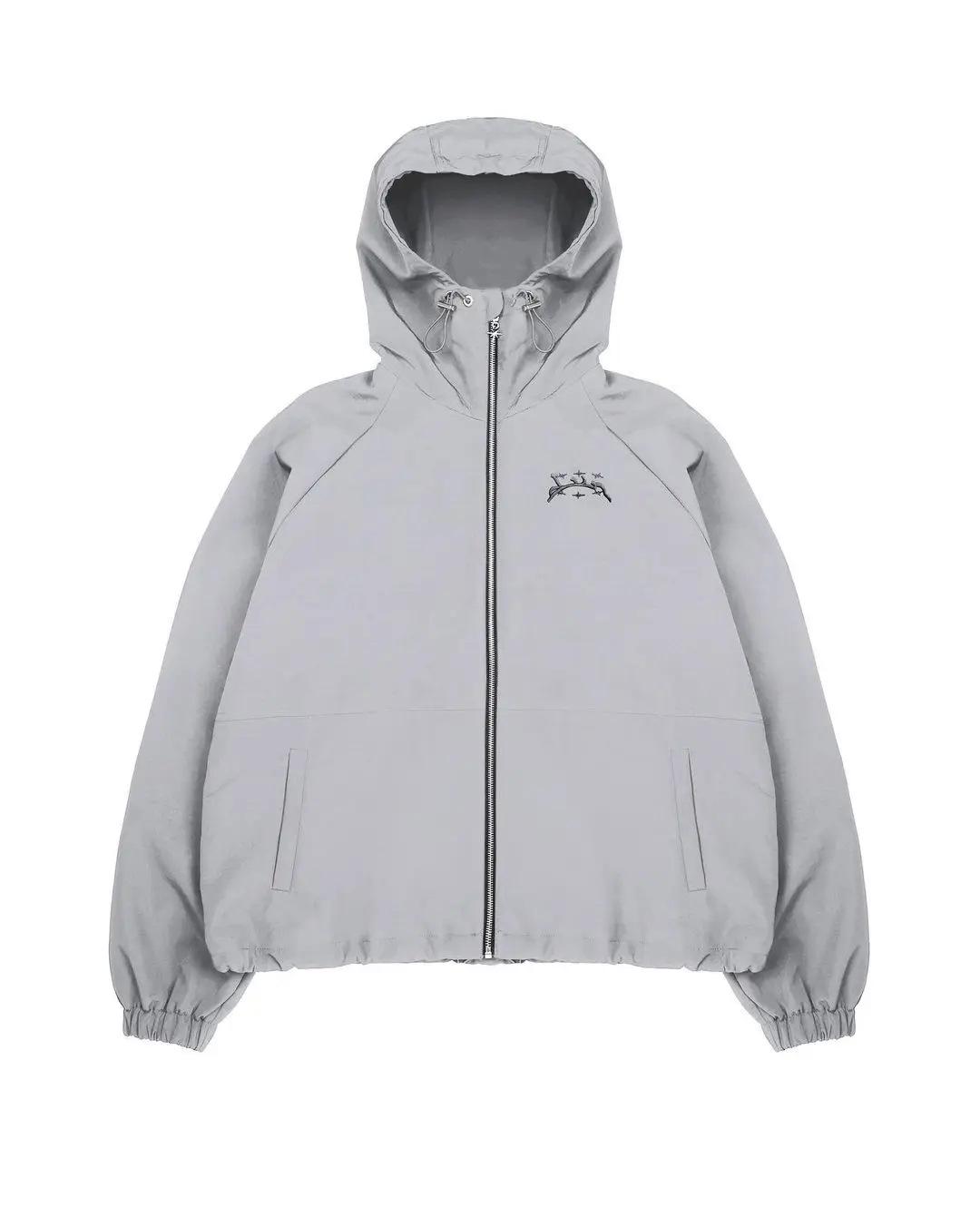2099 Tide Street Толстовка с капюшоном на молнии с вышивкой в стиле колор-блок S gray Gl Discount Mall