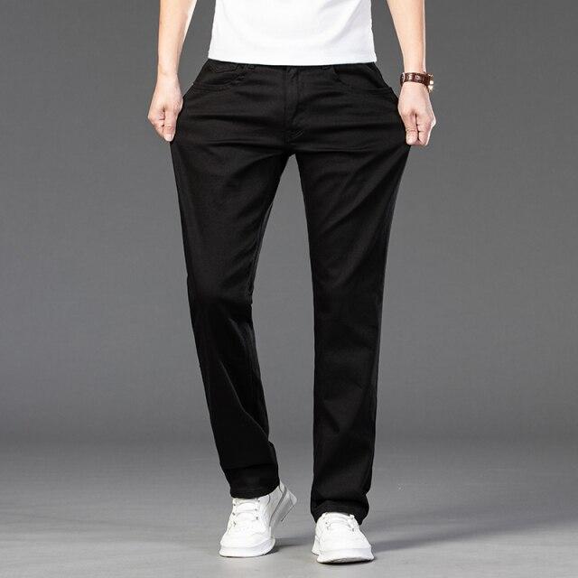 Autumn Men  S Red Jeans Classic Style Straight Elasticity Cotton Denim Pants Male Brand White Trousers 28 чёрный Hapyline