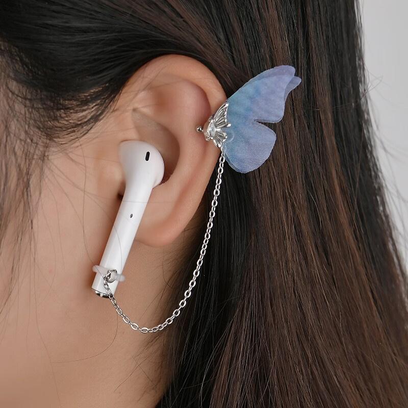 Ремешок для сережек Airpods, держатель для ушей, клипсы, клипса-бабочка, анти-потеря, для женщин, Ins-Style, анти-потеря, беспроводной заушный крючок синий Dogwoodc