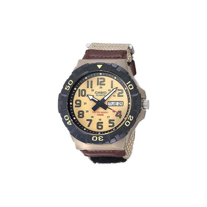 Casio STANDARD series luminous hands, quartz movement, nylon strap, Japanese and Korean watches, men s watches, yellow dial MRW-210HB-5BVCF жёлтый