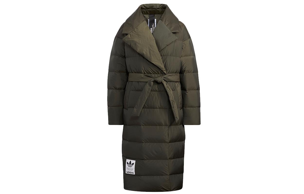 Женские пуховики Adidas Originals Оливковый Лацканы Умеренный пуховик H64732 34 gray