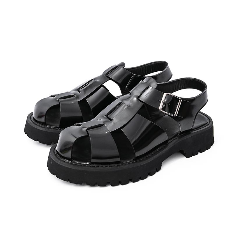 Summer Men’s Sandals Black Dress Close Toe Shoes Casual Stylish Leather Roman Sandals Plus Size EU: 38 чёрный lfy shoes