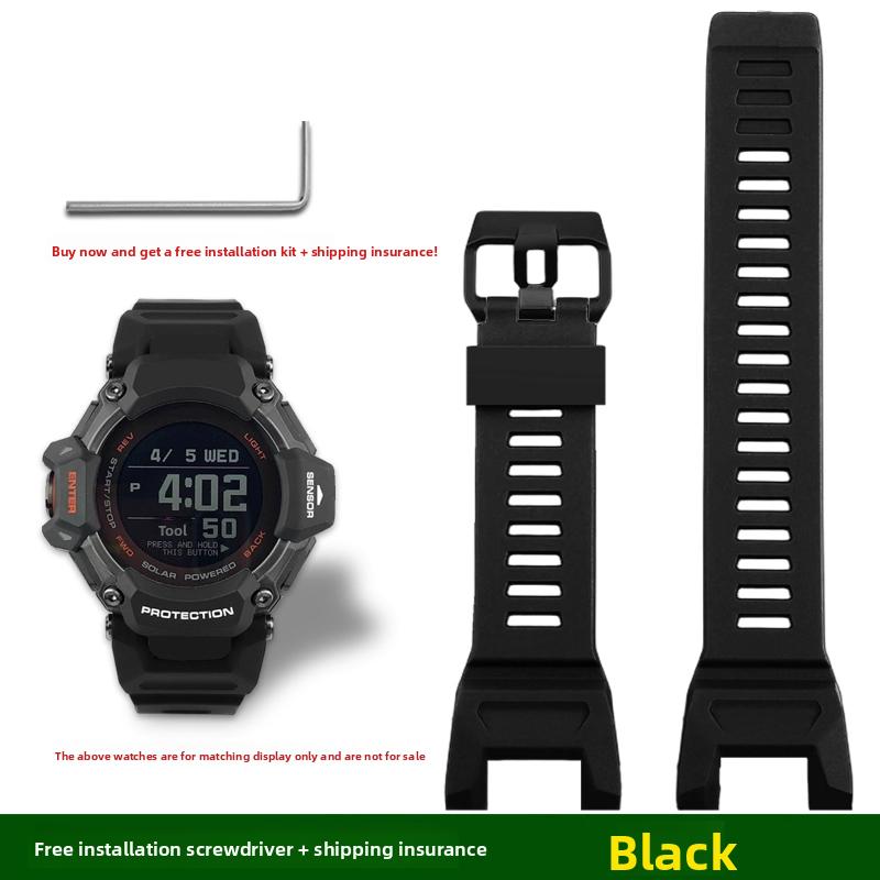 Высококачественный резиновый ремешок Для Casio 3515 GBD-H2000 мужские спортивные для альпинизма силиконовый ремешок для часов Зубчатый браслет аксессуары For GBD-H2000 чёрный Solsticef