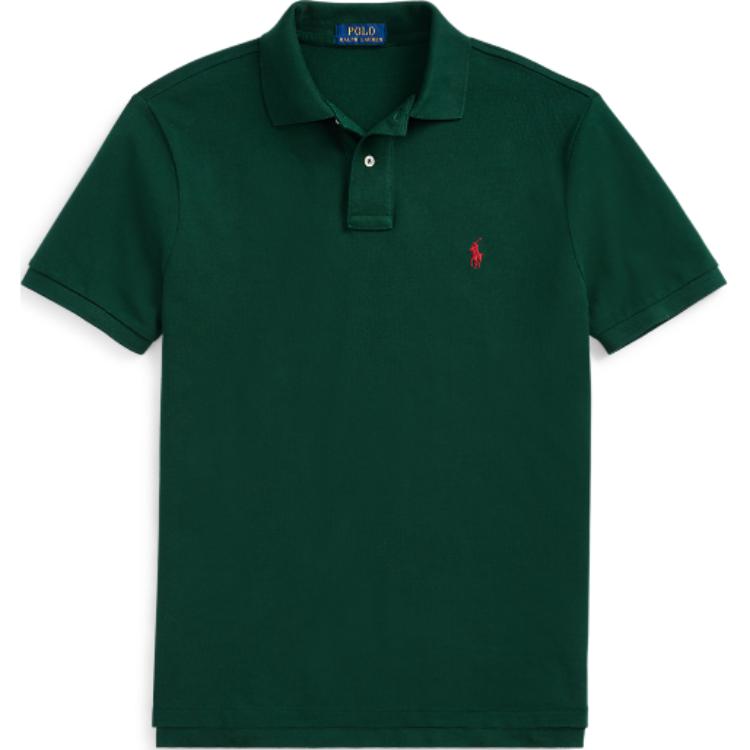 Polo Ralph Lauren Solid Logo Print Button Slim Fit Short Sleeve Polo Shirt Men tops Green MNPOKNI1N820493-300 XXL black