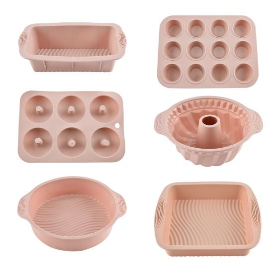 6Pcs Silicone Baking Mold Set for Oven Air Fryer Square Donut Muffin Toast Bread Mold Non-Stick Easy-Release Essential Home Baking Kit Sets розовый Jixiangzhizhi