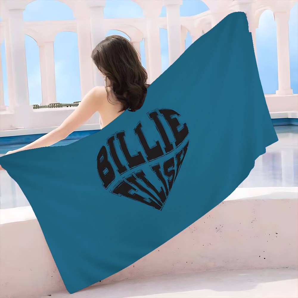 B-BillieS Певица E-EilishS Микрофибра Пляжное полотенце Впитывающее Быстросохнущее Мягкое Йога Плавание Курорт Альпинизм Полотенце W40*H60(CM) black Creative Man