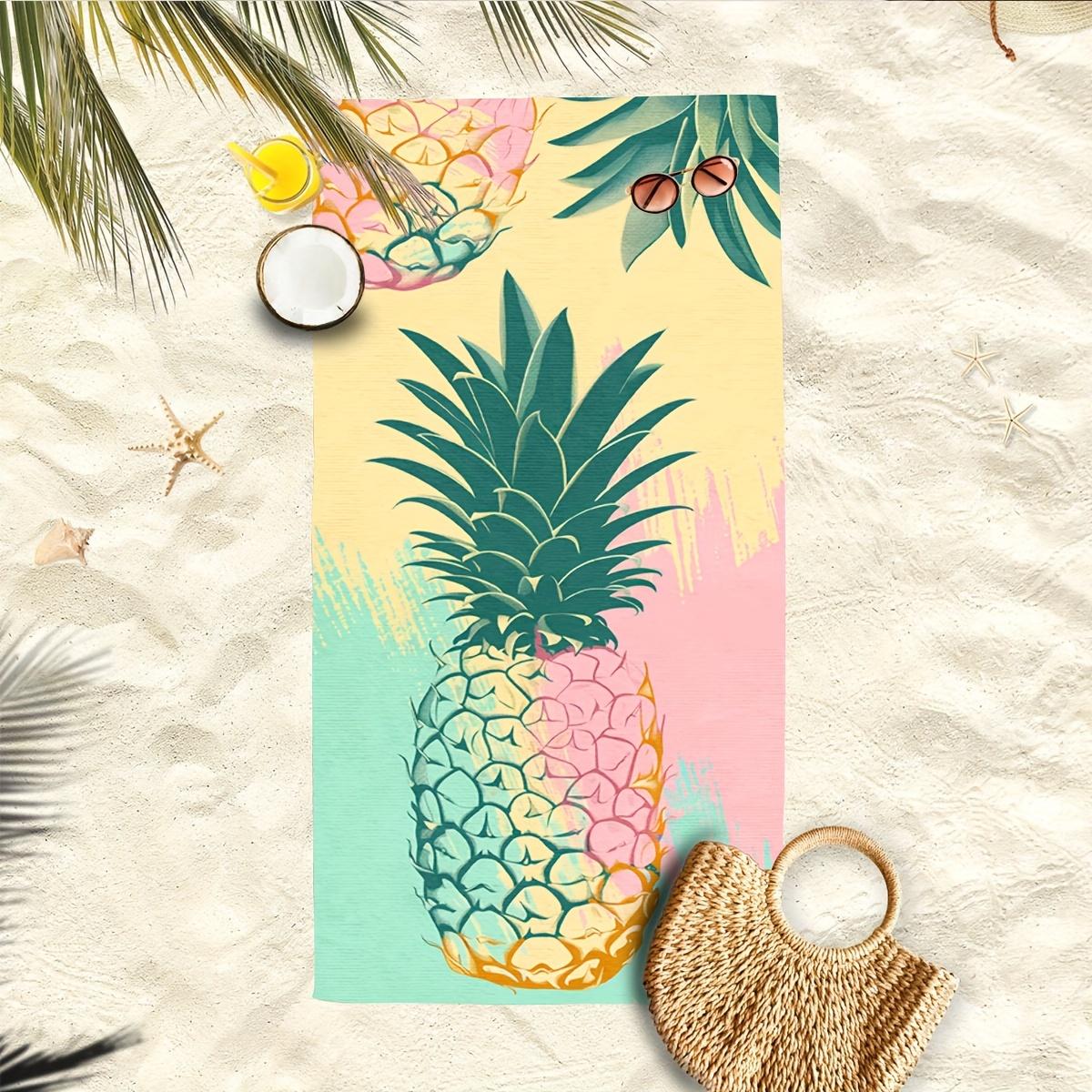 Watercolor Pineapples Oversized Beach Towel, Extra Large Pool Swimming Bath Towel for Adults W30*H60(CM) blue Dalangpa