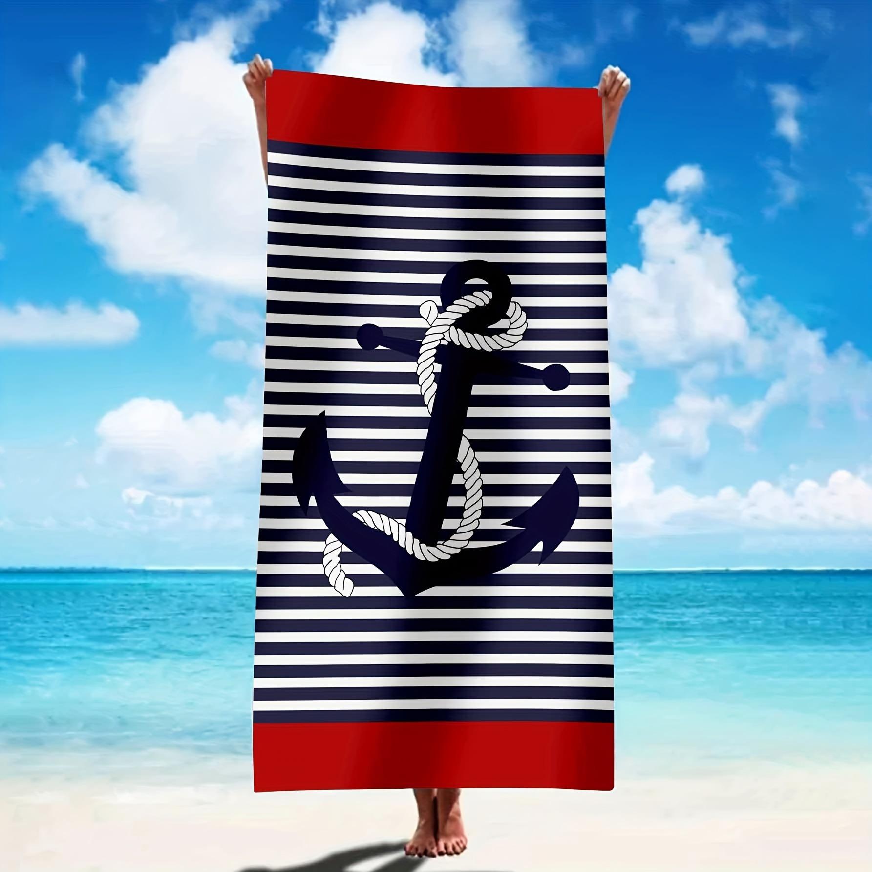 Sailboat Anchor Large Quick Drying Towel, Skin Friendly Polyester for Surfing Swimming W30*H60(CM) black Ka Chen Muda