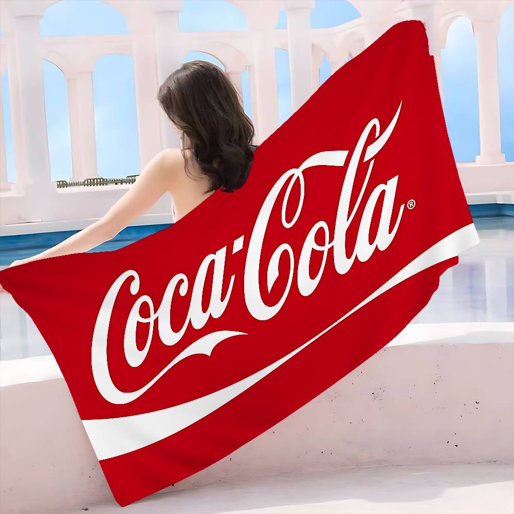 C-Coca C-cola Винтажный Логотип Микрофибра Печатное Пляжное Полотенце Альпинизм Йога Пляж Плавание Бег Впитывающее Мягкое Полотенце W40*H60(CM) white Creative Man
