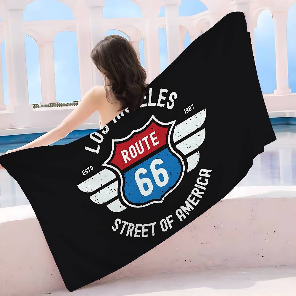 R-Route 66 Микрофибра Пляжное полотенце Впитывающее Быстросохнущее Мягкое Йога Плавание Курорт Альпинизм Полотенце W40*H60(CM) white Ka Chen Muda