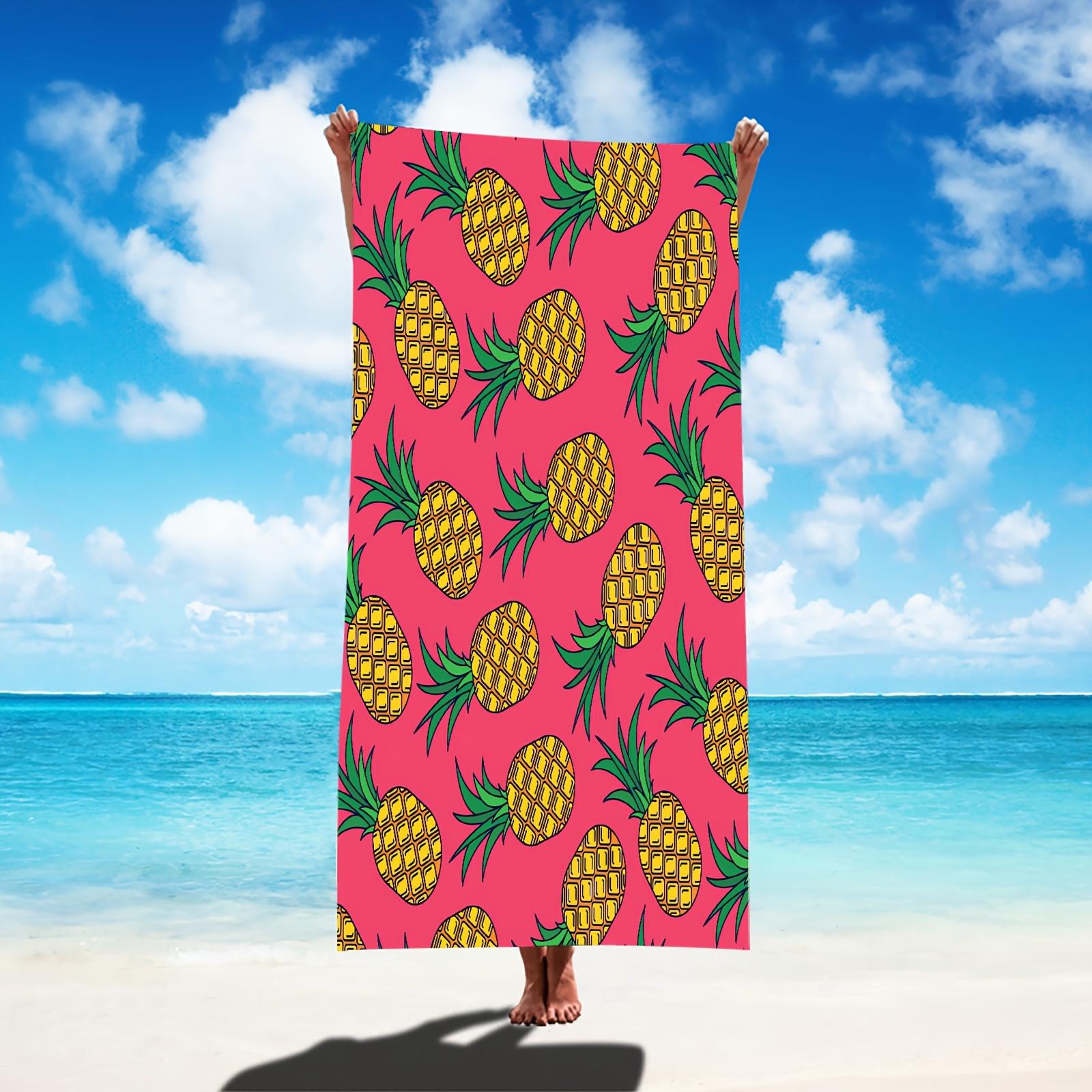 Vibrant Pink Pineapple Print Beach Towel, Ultra-Absorbent Quick-Dry Sand-Free for Swimming Camping Yoga W40*H60(CM) red Dalangpa