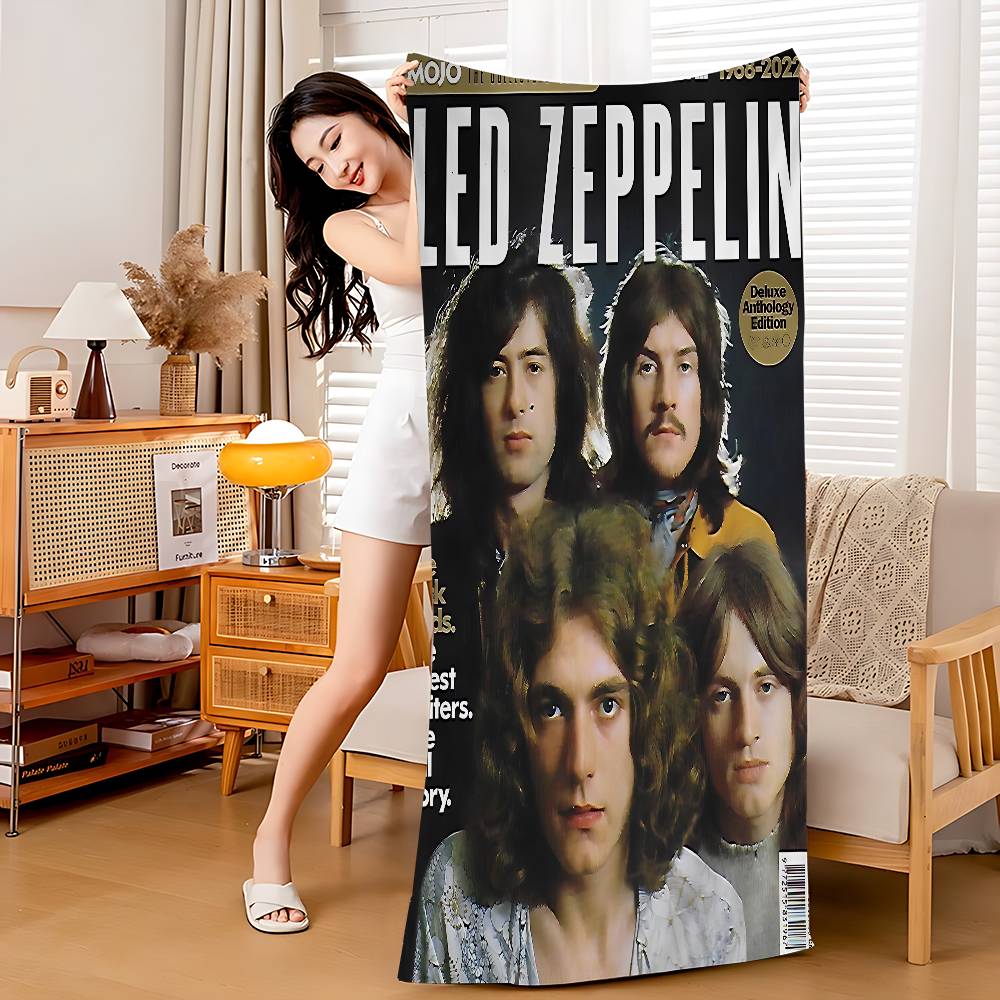 Band L-Led Z-Zeppelin Microfiber Beach Towel Absorbent Quick Dry Soft Yoga Swimming Resort Mountain Climbing Towel W30*H60(CM) brown Ka Chen Muda