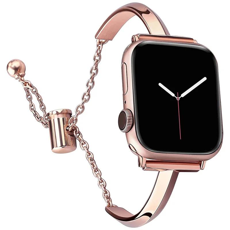 Роскошный ремешок для Apple Watch Series 8 7 41 45мм 6 Se 5 4 Женский стальной браслет с бриллиантами IWatch Ultra 49мм 44 40 42 38мм Ремешок 42 44 45 49mm gray Fashion Basketball Global purchasing