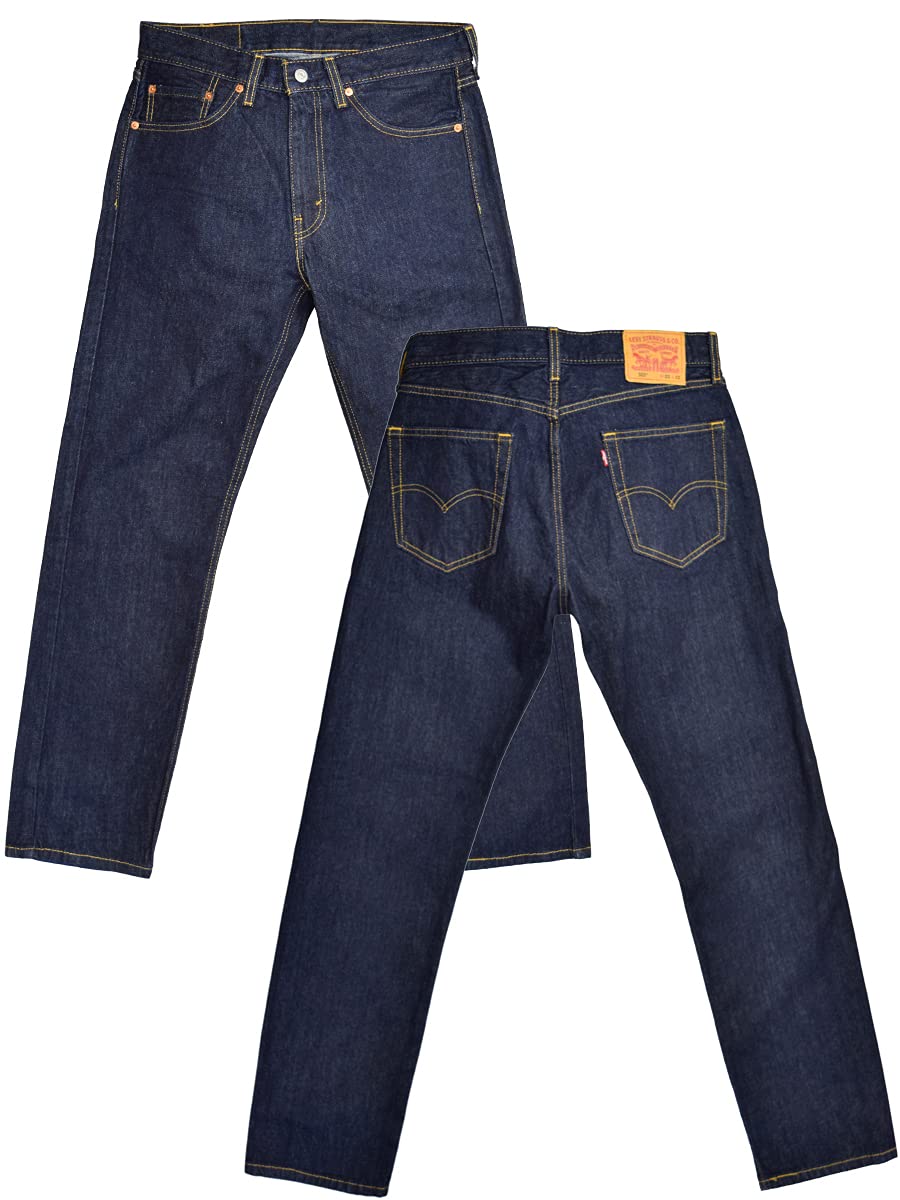 Мужские джинсы Levi s 505 с ширинкой на молнии, прямой крой, цвет Rinse Indigo, талия 34, длина 32 синий
