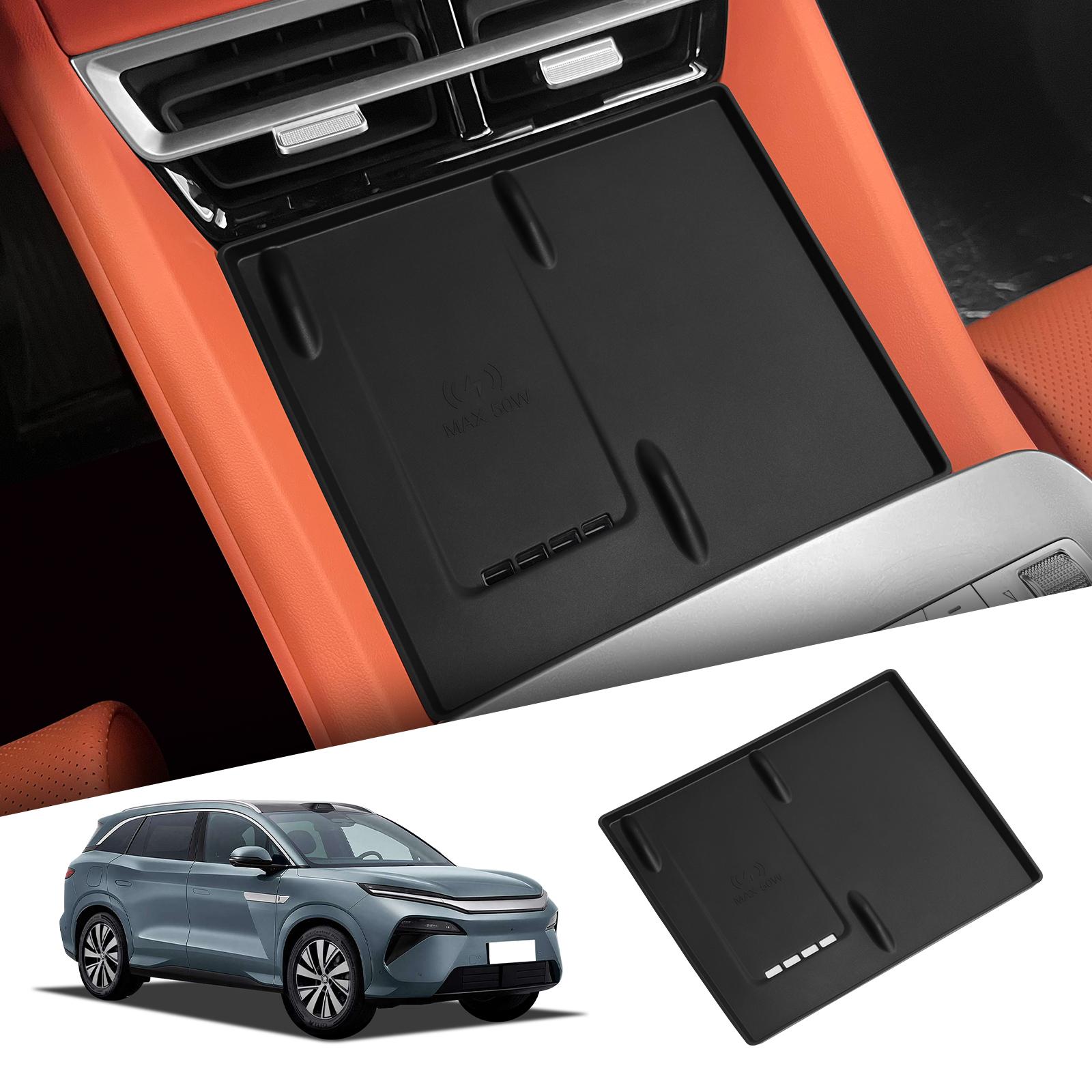для BYD Tang L 2025 Силиконовый коврик для беспроводной зарядки Нескользящая защитная накладка для телефона Зарядное устройство Аксессуары для интерьера автомобиля Черный orange Aura Living