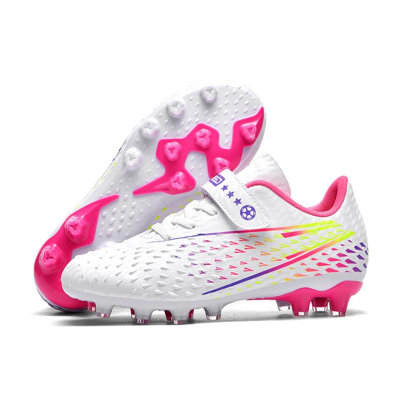 2025 Детские футбольные бутсы FG Cleats Унисекс Школьные тренировочные нескользящие дышащие уличные спортивные туфли для мальчиков и девочек 30 розовый Lover Liberty