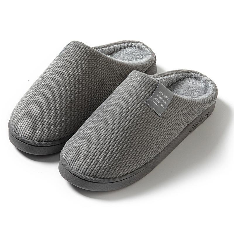 Утепленные хлопковые нескользящие и теплые домашние тапочки Fits 39-40 серый Femme Shoes
