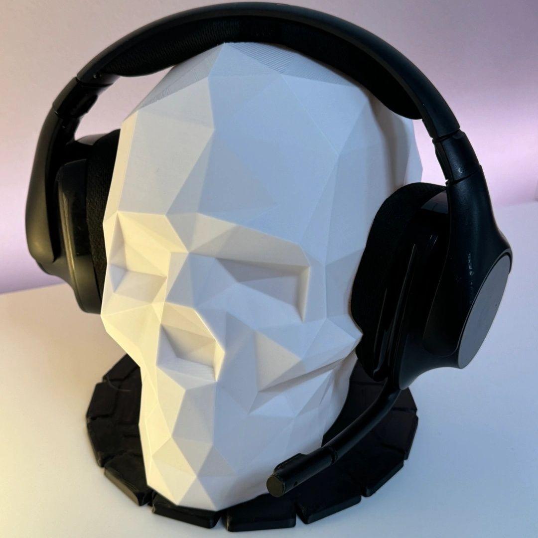 Креативная подставка для наушников в форме черепа 3D-печать Геометрическая подвесная стойка Аксессуары Стойка для хранения Настольное украшение белый Siaoxie