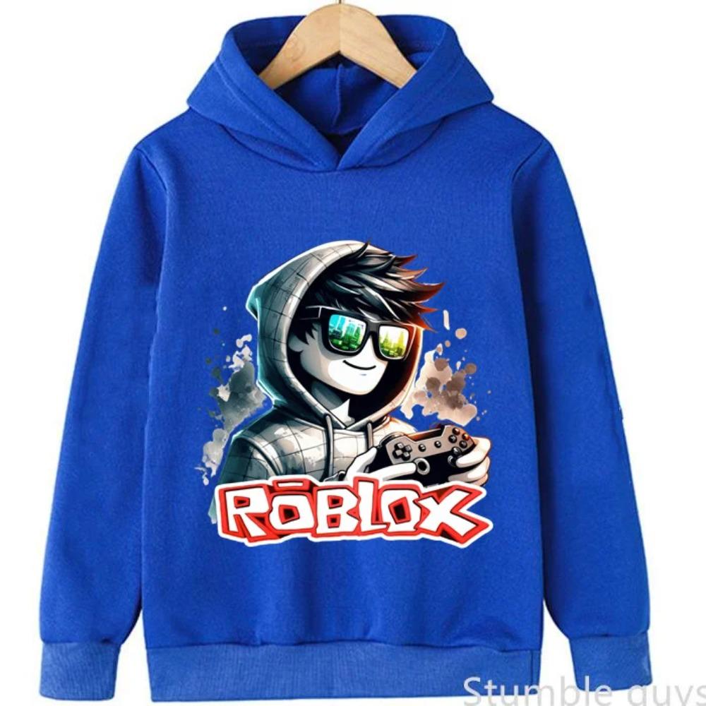 Roblox Детская Повседневная Спортивная Толстовка Весна Осень 3D Печать Игрового Персонажа Наряд для Мальчиков и Девочек 100 blue QianXiang