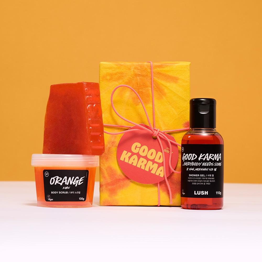 [Lush] Подарочный набор для ухода за телом «Добрая карма» из 3 предметов red