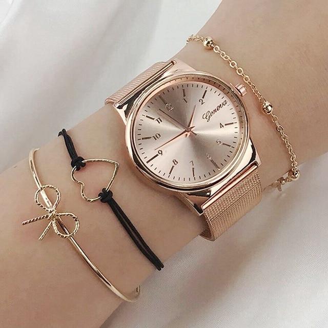 Женские часы, роскошные наручные часы Relogio Feminino, женские часы Milanese Steel Lady Rose Gold Quartz, женские часы, новые beige Uav parts center