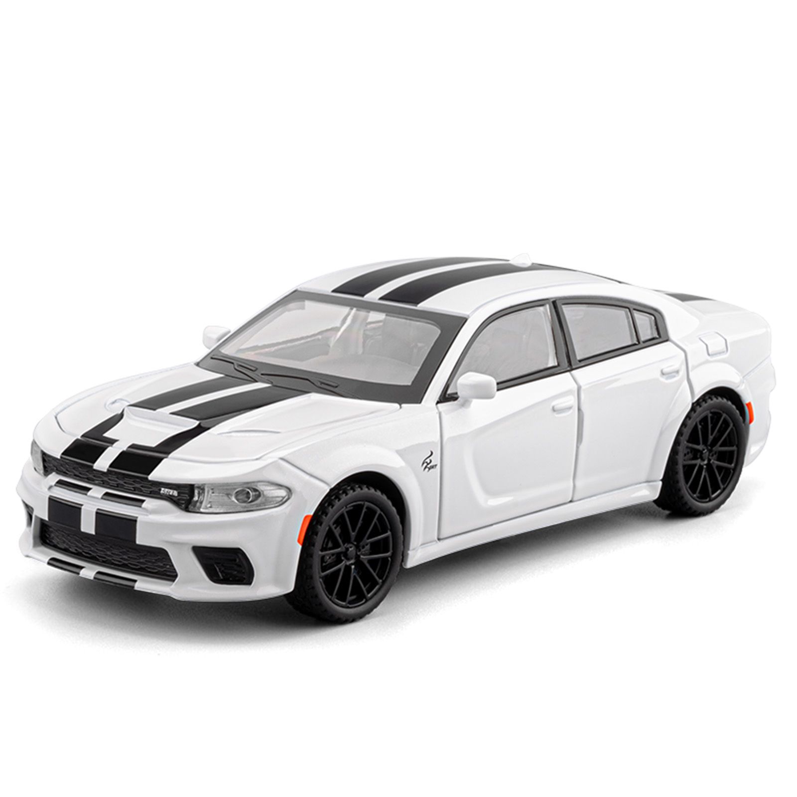 1/32 DODGE Charger SRT Hellcat Сплавная модель спортивного автомобиля Литая модель Маслкар Гоночные автомобили Модель автомобиля Симуляция Звук Свет Детские подарки белый Fourall- Model Cars