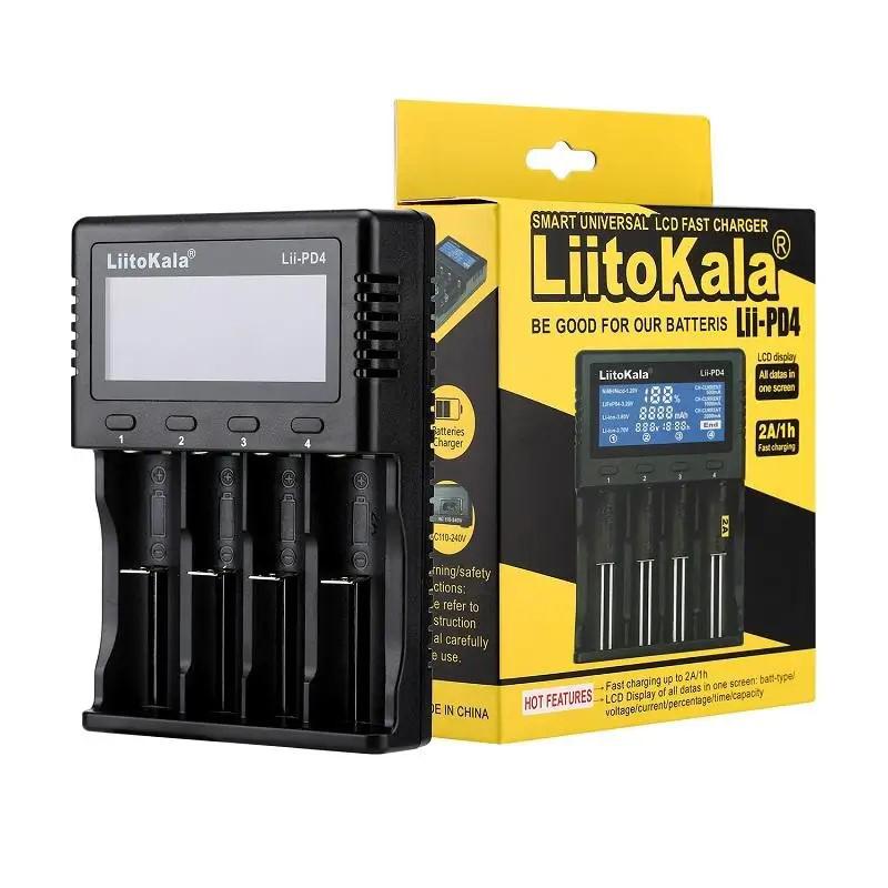 LiitoKala lii-PD4 LCD 3.7V 1.2V 18650 26650 16340 14500 10440 18500 Li-Ion IMR LiFePO4 NiMH / NI-Cd Аккумулятор 4-слотовый Зарядное устройство yellow LiitoKala Power