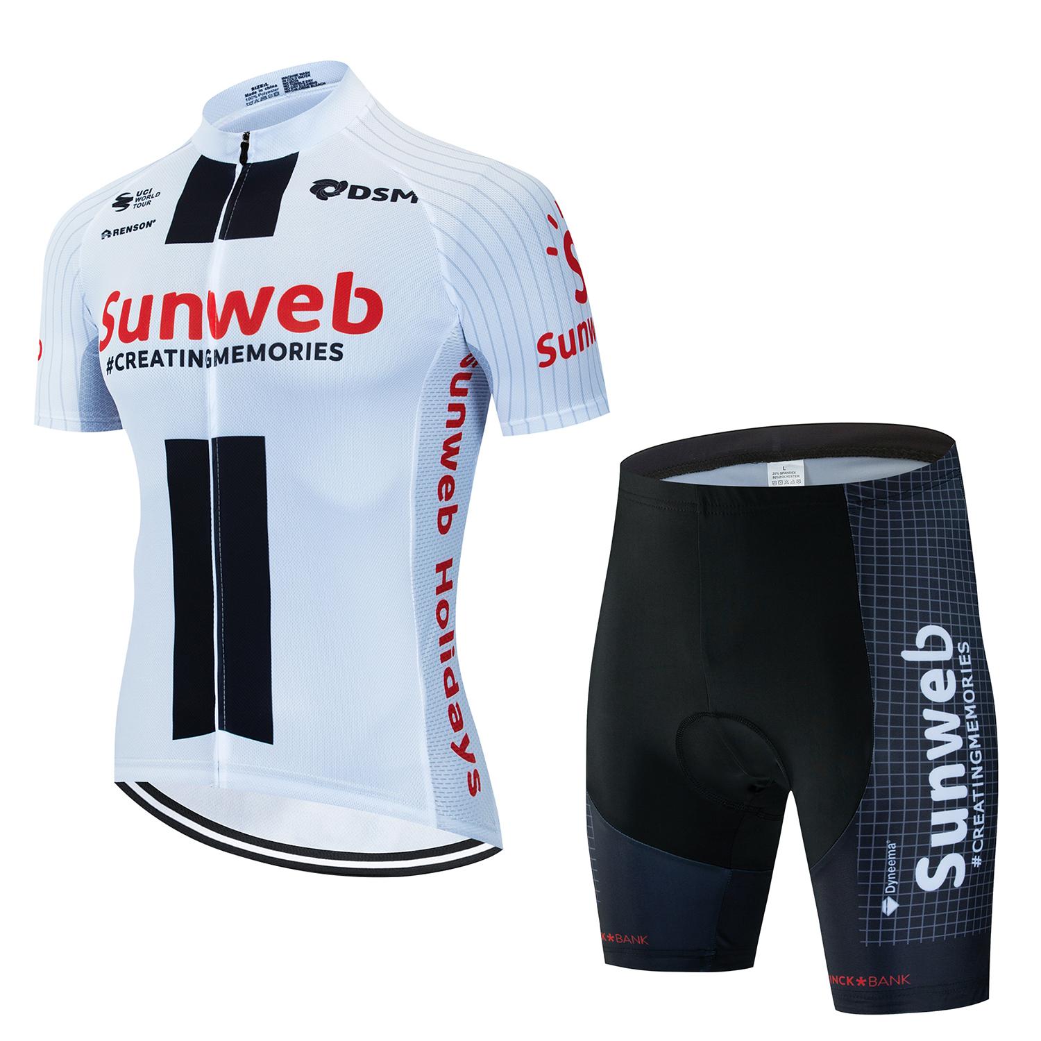 Sunweb 7-часовая велоформа с памперсом Мужская одежда для МТБ Мужская Мужские гелевые шорты для велоспорта Велосипедная майка Мужская Летний комплект для горного велосипеда S white Z-Automotive