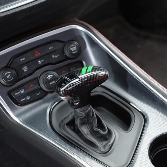 3x Center Gear Shifter Knob Cover Trims for Challenger Charger 15+ Carbon&Green gray gfvbfgd