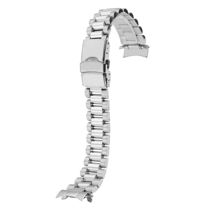 20 мм Для серии часов Seiko SKX013 SKX015 Браслет для часов Высококачественный сплошной браслет из нержавеющей стали Застежка-страховка 20 мм Металлический браслет 20mm-width серебряный PINSENDA