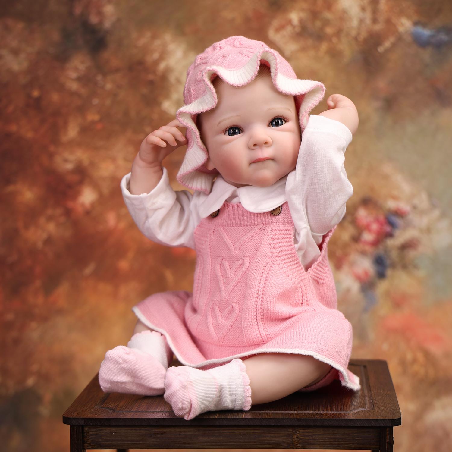 KEIUMI 18 Inch Reborn Baby Doll Full Silicone Vinyl Realistic 3D Skin Newborn Girl Toy Children Birthday Gift 18 inch white