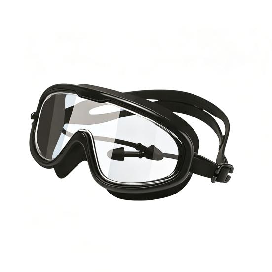 Adults Wide View Swim Goggles with Earplugs Waterproof No Leakage Anti-Fog чёрный CedricWard