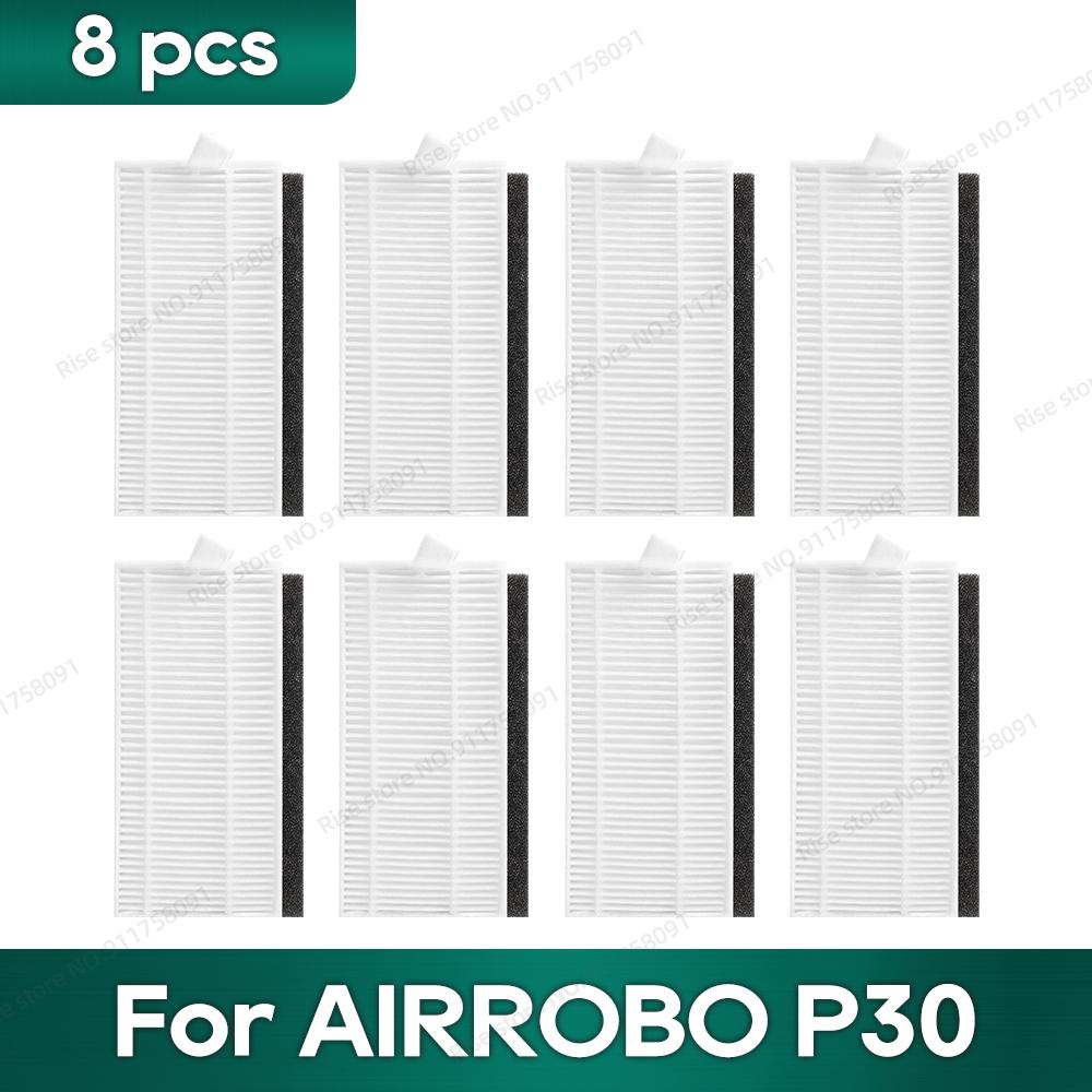 Подходит для аксессуаров робота-пылесоса AIRROBO P30: салфетка для мытья полов, HEPA-фильтр, детали основной и боковых щеток white Simplistic Living Home