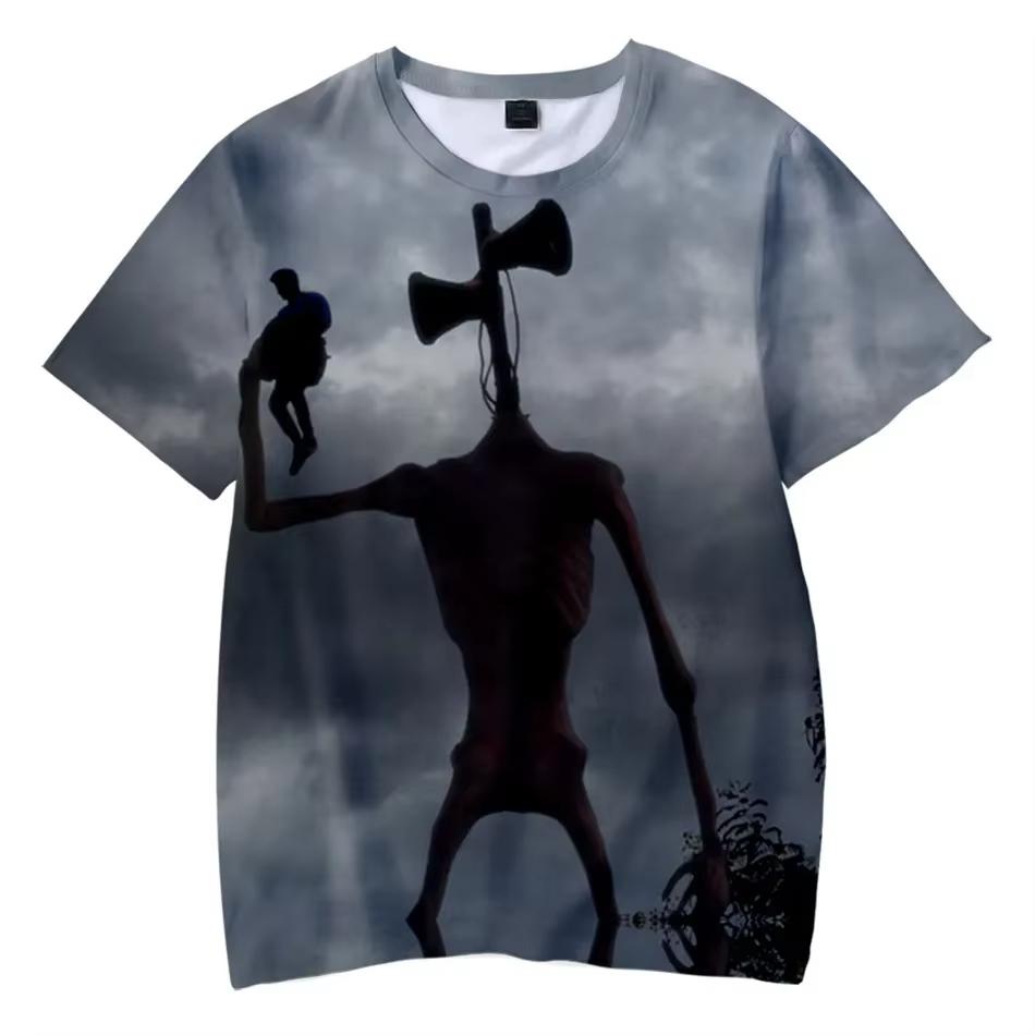Kids Horror Siren Head 3D Printed T Shirt Toddler Cartoon T-Shirt Boys Girls Teens Anime Tee Tops Summer Children Clothes 100 gray QianXiang