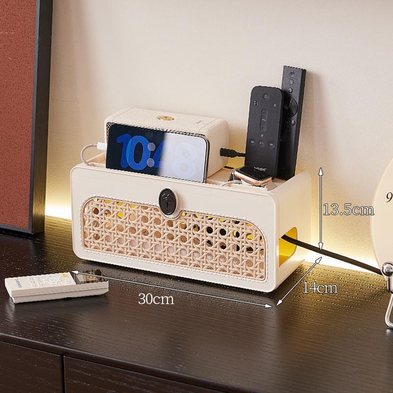 Коробка для хранения роутера, экономящая место, беспроводной Wi-Fi, корпус для ТВ-приставки, кабельная розетка, пластиковый контейнер, организация рабочего стола, домашний аксессуар beige Teakh
