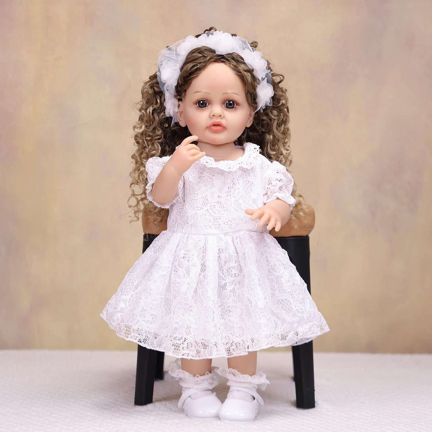 KEIUMI 22 Inch Reborn Baby Doll Full Silicone Vinyl Realistic Skin Look Like Princess Newborn Girl Toy Children Birthday Gift 22 inch white