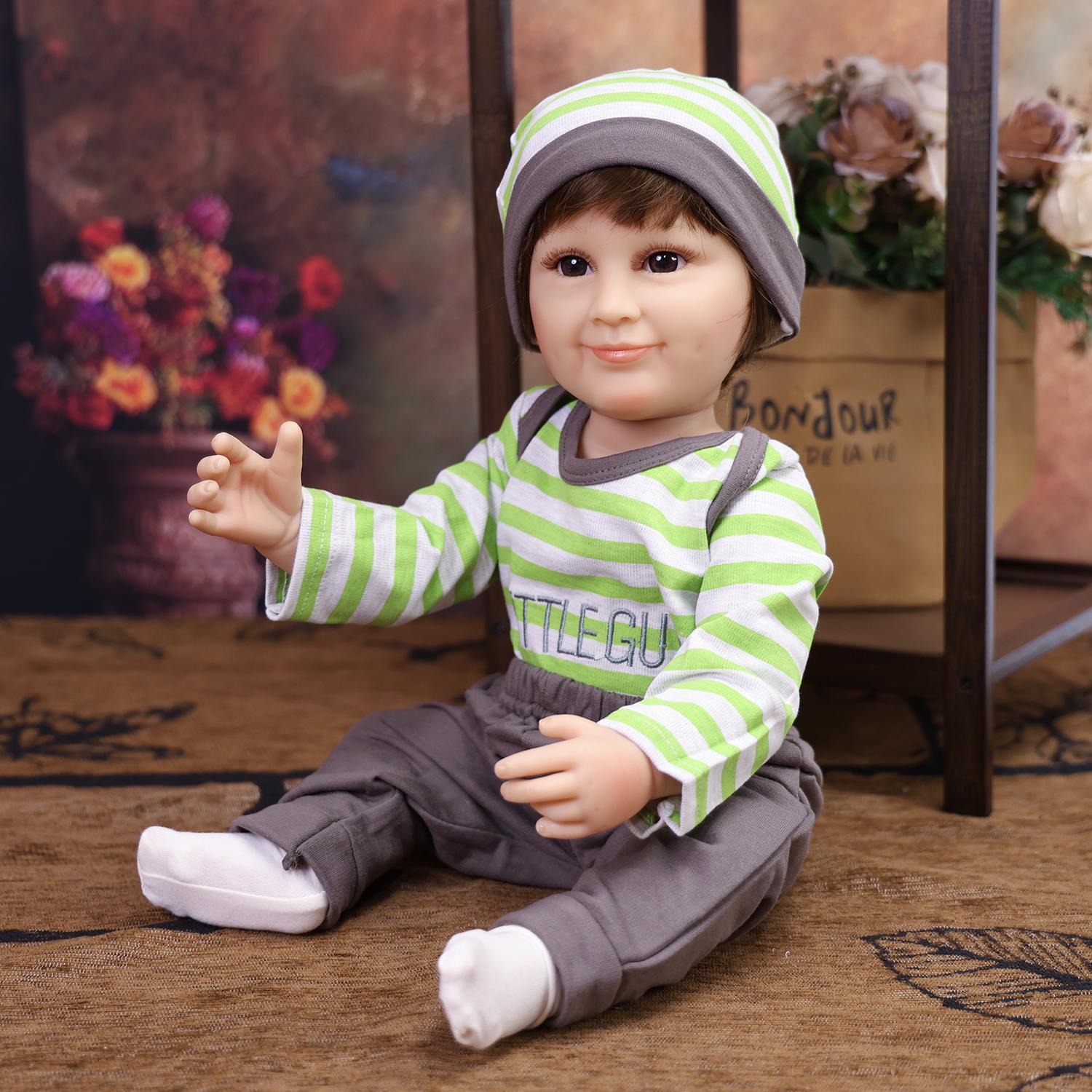 KEIUMI 22 Inch Reborn Baby Doll Full Silicone Vinyl Realistic Skin Newborn Boy Toy Children Birthday Gift 22 inch brown