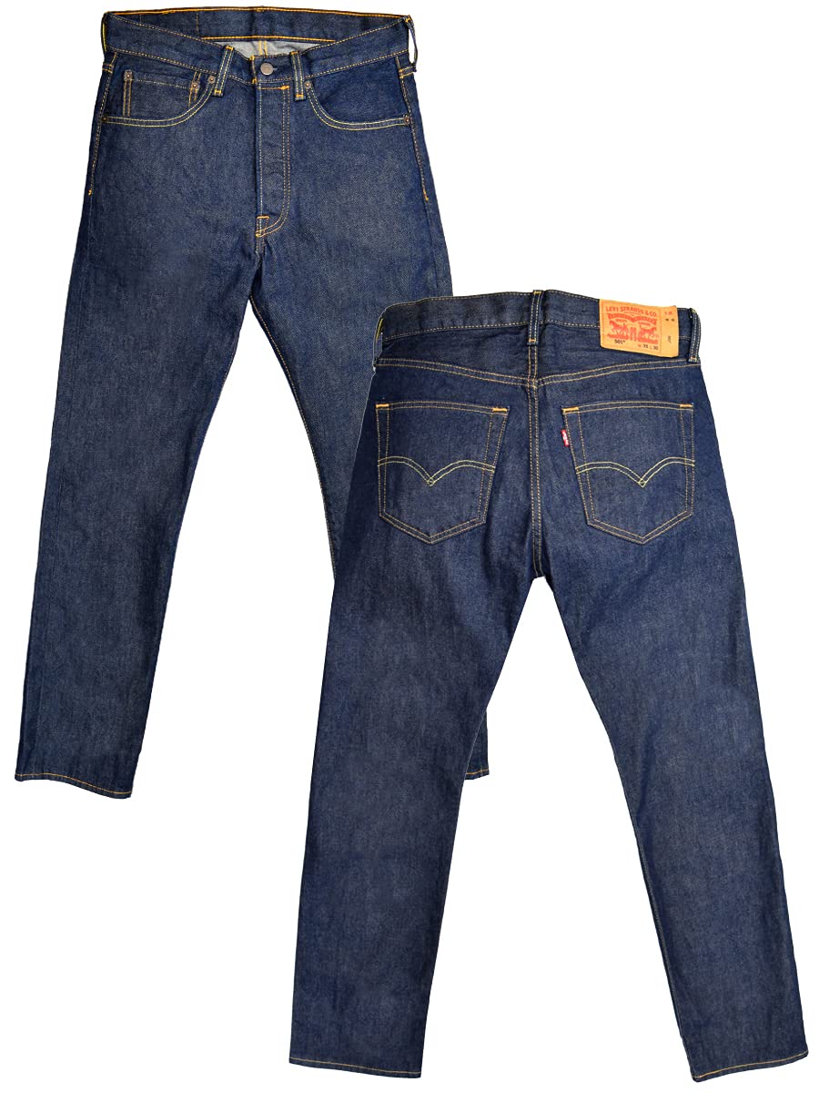 Мужские джинсы Levi s 501 с пуговицами, прямые, однотонные, цвет Rinse Indigo, талия 36, длина 30 индиго