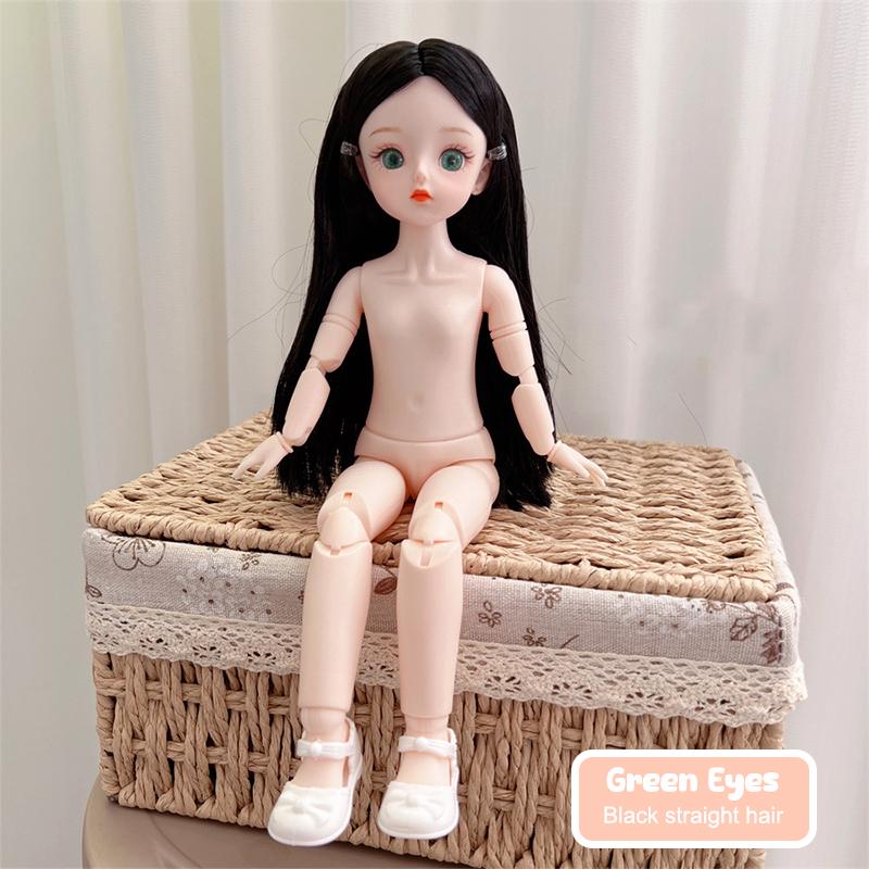Bjd Кукла Голая Гаплоидная Множественные Съемные Суставы 30 См 1/6 3D Серая Зеленая Фиолетовая Синяя Привлекательные Глаза Кукла Подарок на День Рождения для Девочек Игрушка as the picture black More Rattling