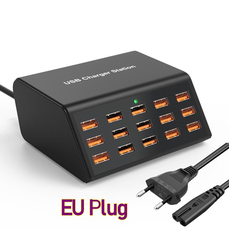 100 Вт Настольное Универсальное USB Зарядное Устройство 15 Портов USB Станция Быстрой Зарядки Для Ipad Iphone 15 14 13 12 Pro Max Samsung S24 Планшет EU Plug gray MYWAYLIFE SECURITY TECHNOLOGY