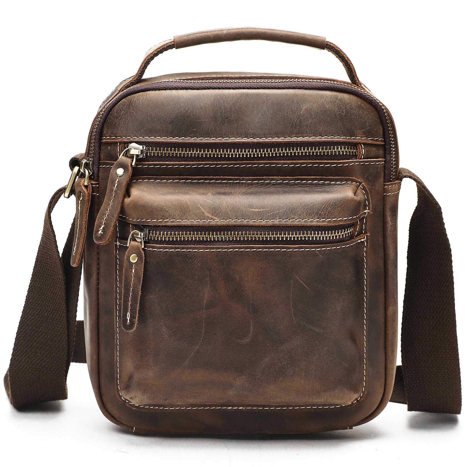 Мужская сумка через плечо Crazy Horse Leather Premium Sense Casual All-in-one Мужская сумка через плечо из натуральной кожи в стиле ретро coffee кофейный VIA ROMA