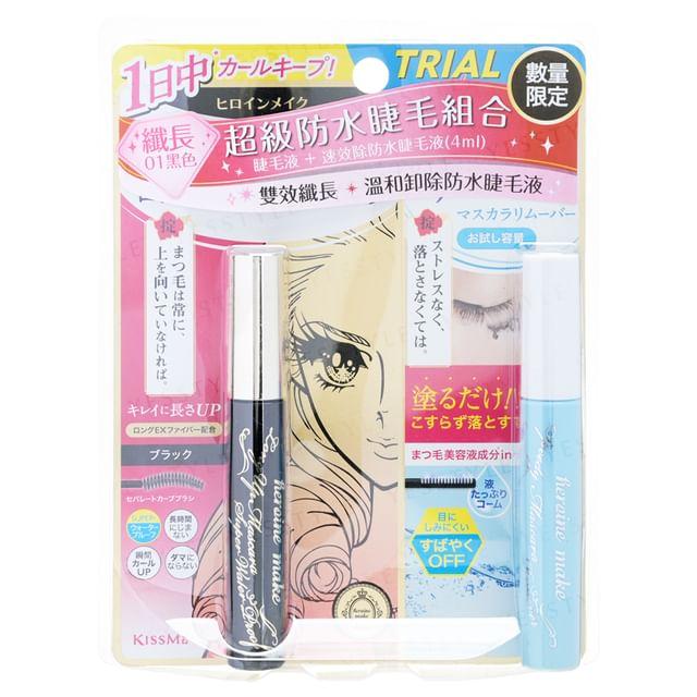 ISEHAN - Набор: Тушь для ресниц Kiss Me Heroine Make Prime Long & Curl Super Waterproof + Быстросмываемая тушь 01 Black pink Beauty Luxe