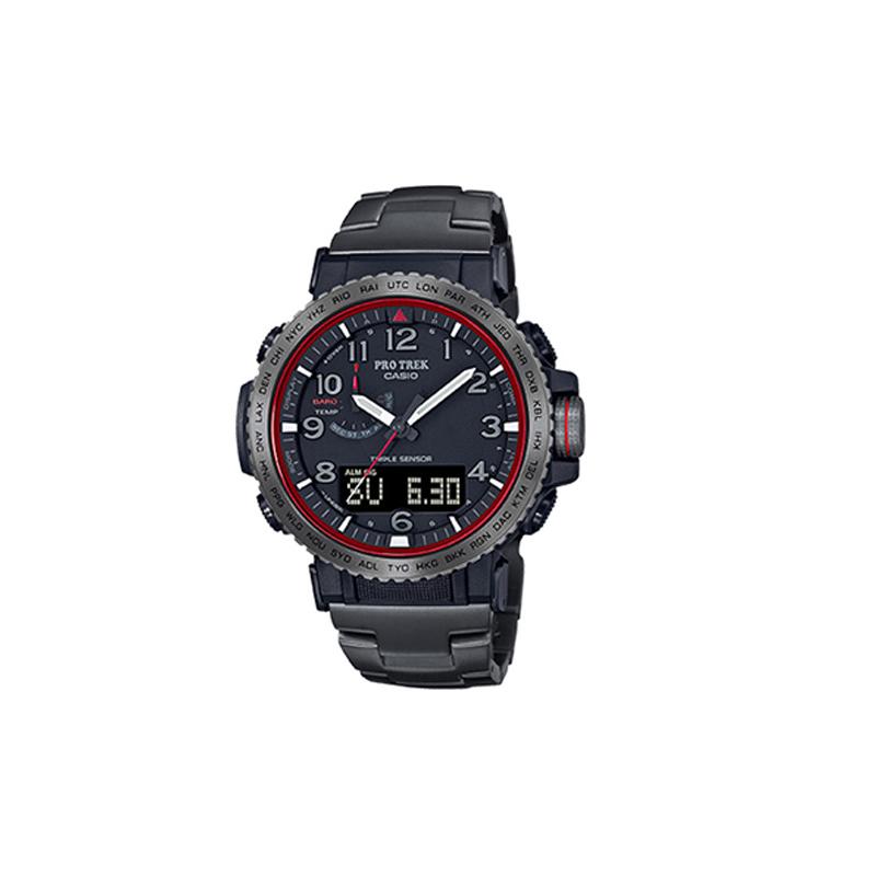 Casio PRO TREK Series - Disc dual display, flame waterfall design, outdoor mountaineering solar powered smart watch, quartz movement, PRW-50YT-1PR чёрный