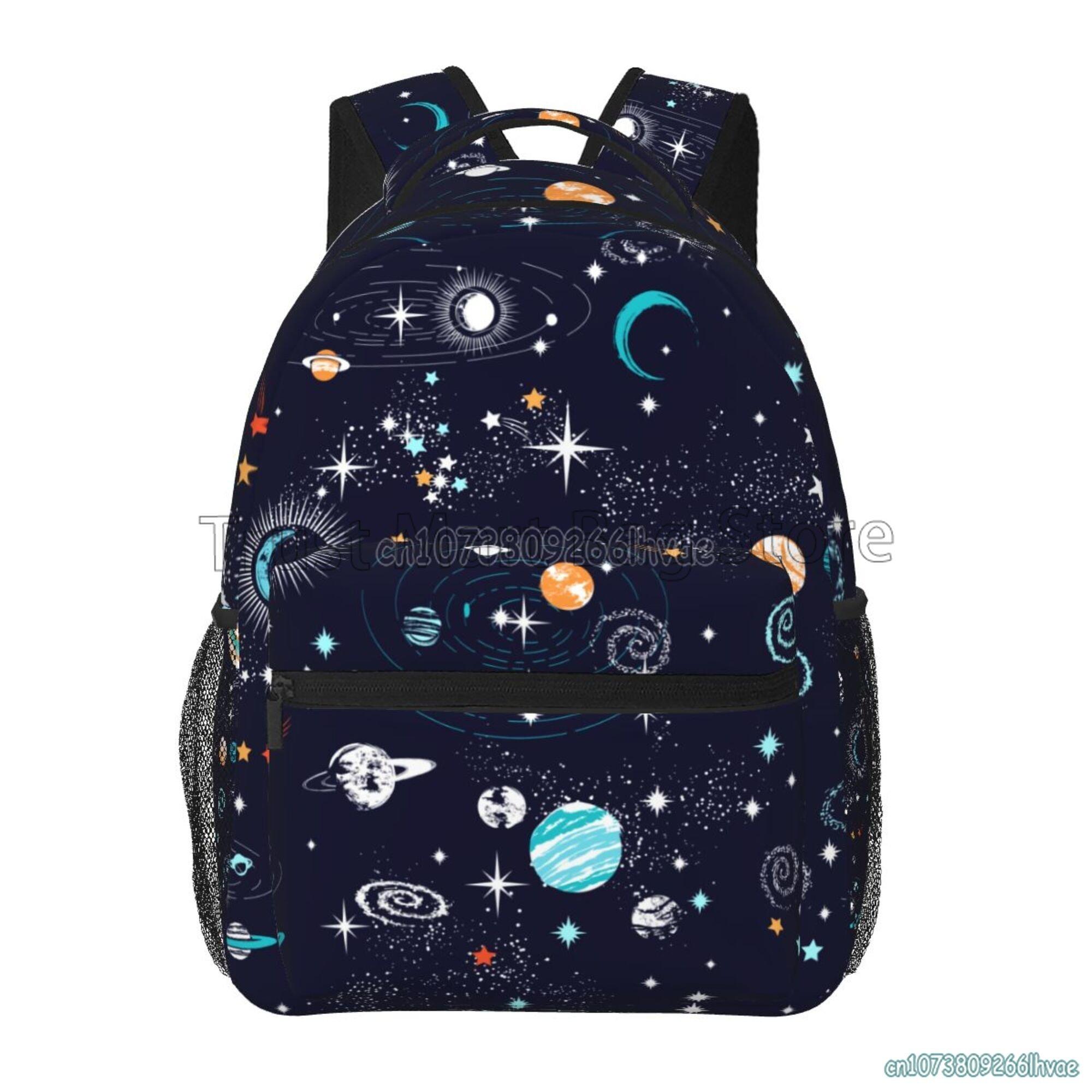 Toddlers Space Planet Pattern Students School Bags for Boys Girls Cute Travel Backpacks Unisex Softback Laptop Backpack gray DR-clothing