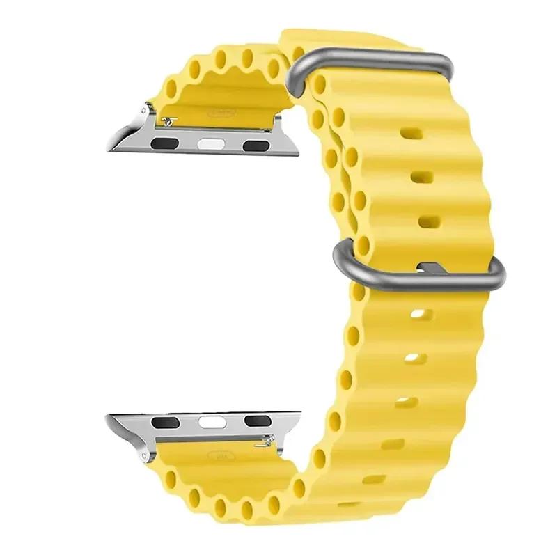 Ремешок для Apple watch ultra 3 ремешок 49 мм 44 мм 45 мм 46 мм 41 мм 40 мм 38 мм 1:1 Оригинальный ремешок Ocean для iWatch series 11 10 9 8 7 se Series 11 42MM yellow Cove Home