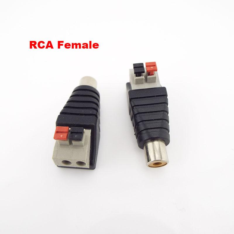 Штекер постоянного тока A/V кабель для аудио RCA штекер женский M/F разъем адаптера Jack Quick Plug динамик провод пресс-клемма для видеонаблюдения RCA Female black XHJ12